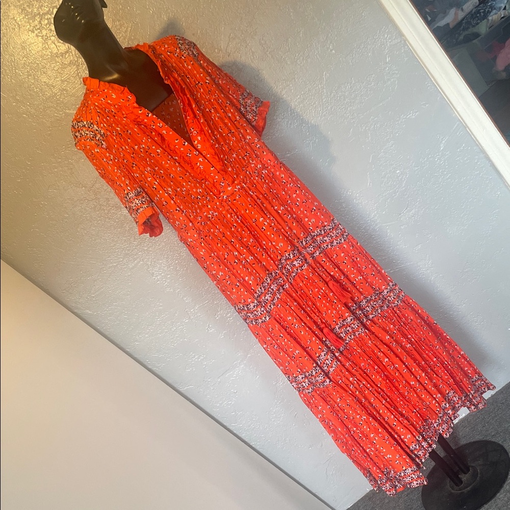 Max Studio Vibrant Orange Floral Maxi Dress - Picture 1 of 1